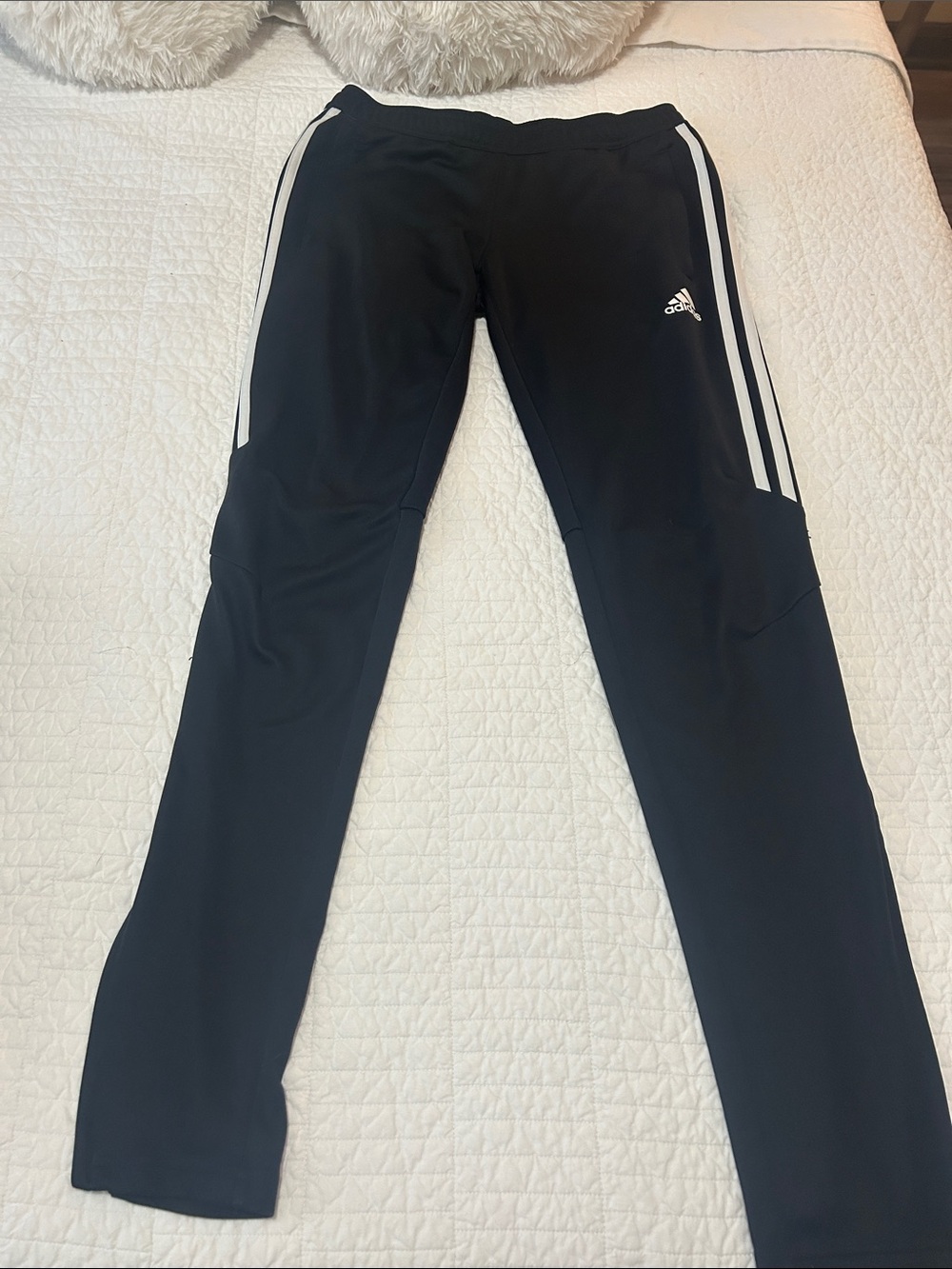 adidas Black Jogger Pants with White Side Stripes